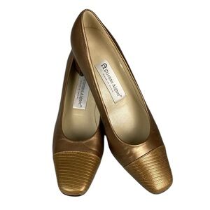 Etienne Aigner Bronze Gold Block Heel Pump, Size 7.5